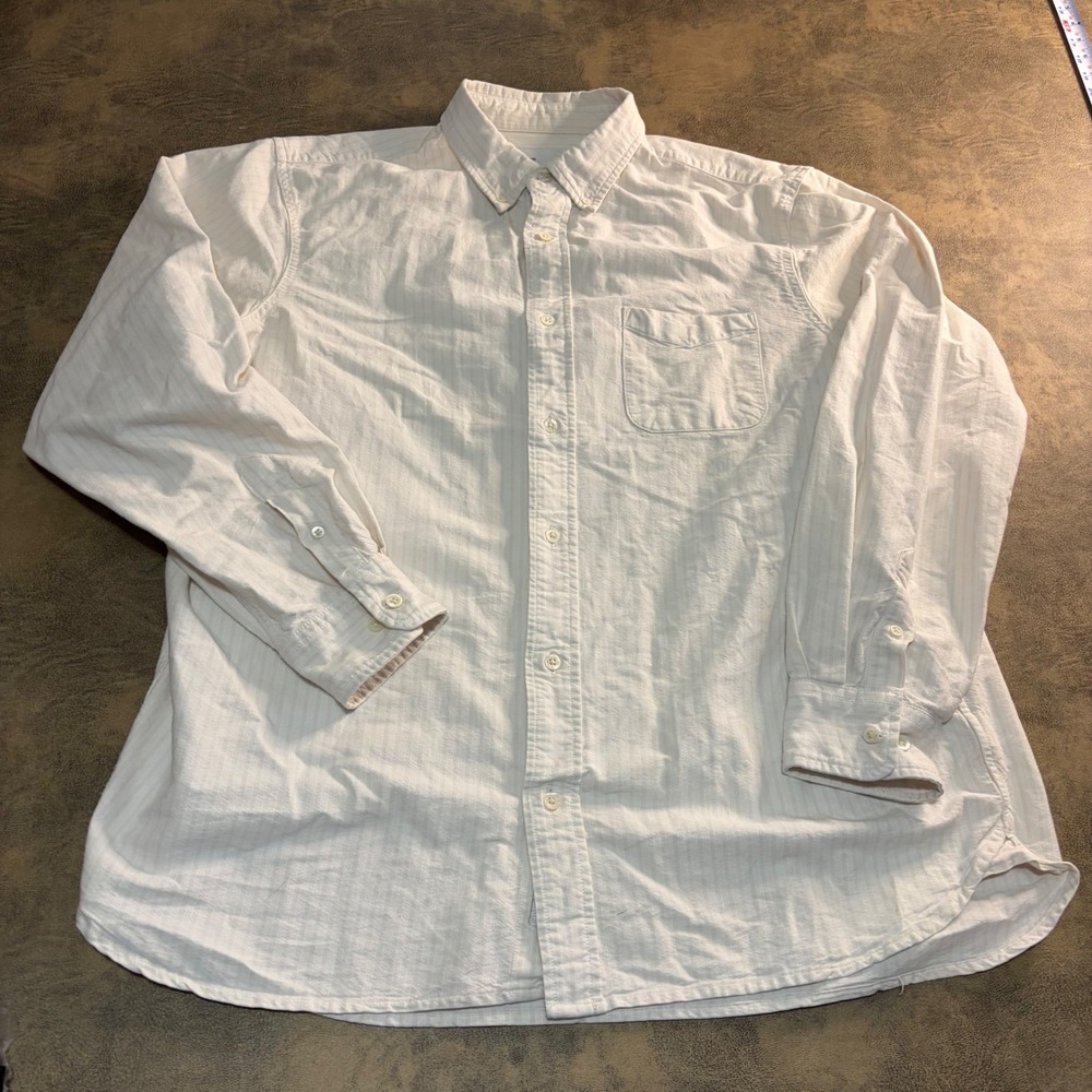 Adsum Button Down Shirt Mens XL White Cotton Long Sleeve Striped NYC 11249